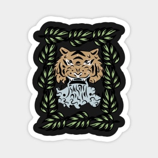 Jungle Tiger Water Fountain Bamboo Magnet