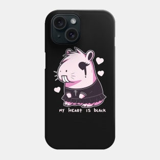 Pink Goth Capybara Cries My Heart Is Black Funny Guinea Pig Phone Case