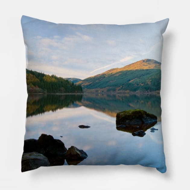 Loch Eck Reflections Pillow by JeanKellyPhoto