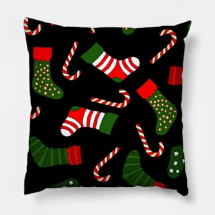 black christmas stockings candy cane xmas candies Pillow