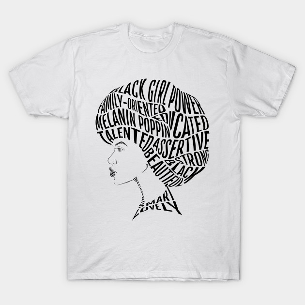 Afro Hair Word Art Design - Black Women Art - T-Shirt | TeePublic