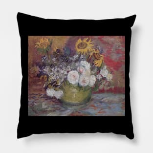 Van Gogh: Bowl with Sunflowers, Roses and Other Flowers Pillow