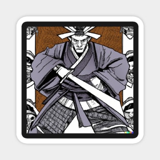 Ukiyo-e Japan Style Samurai in Battle Magnet