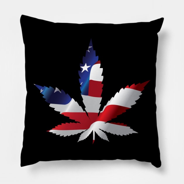 America Marijuana Leaf Pillow by evermedia