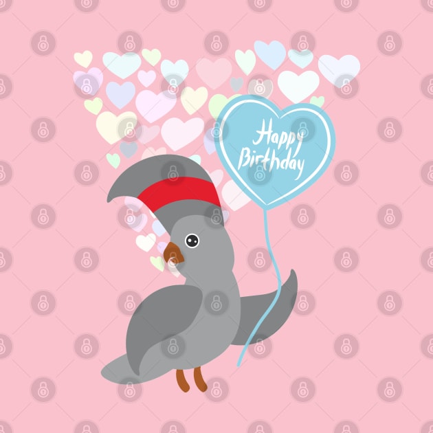 Happy birthday Card Cute gray Cockatoo by EkaterinaP