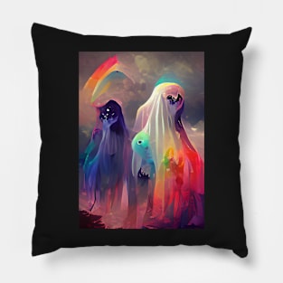 WEIRD RAINBOW GHOSTS ON HALLOWEEN Pillow