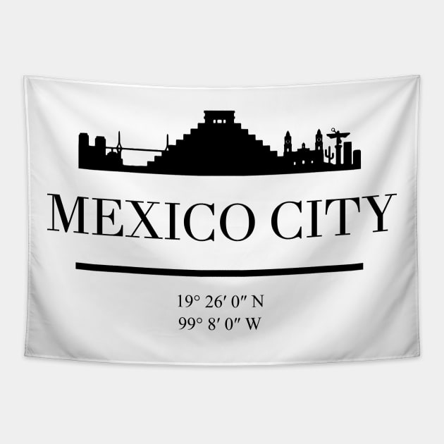 MEXICO CITY MEXICO BLACK SILHOUETTE SKYLINE ART Tapestry by deificusArt