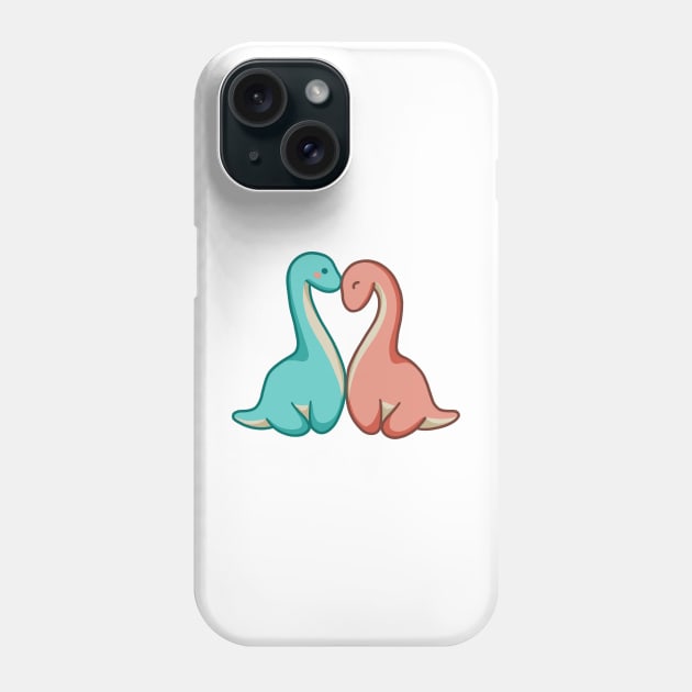 Cute long neck couple, dino, dinosaurs Phone Case by hugadino