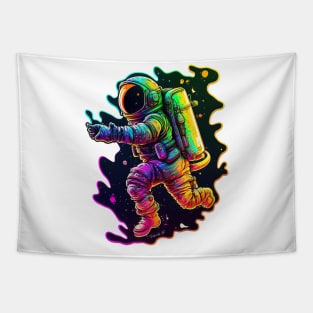 Colorful Astronaut in Space 3D Sticker #12 Tapestry