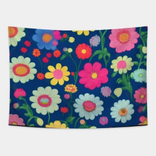 Flower Power Retro Revival Tapestry