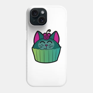 Catcake With Mouse-Cherry - Green Phone Case