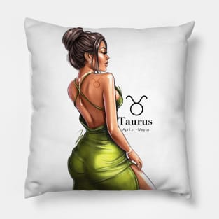 Taurus Girl Zodiac Drawing Pillow