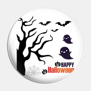 Happy Halloween with pumpkin and ghosts Pin