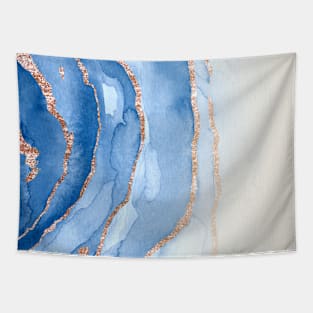 Watercolor Blue Gold Tapestry