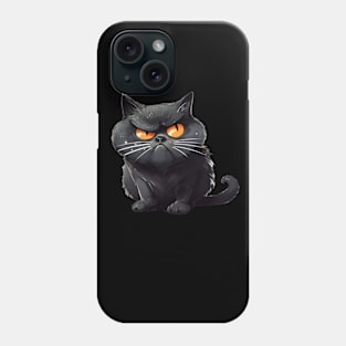 Funny Black Cat, Annoyed looking Cat Phone Case