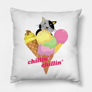 Ice Cream Chillin' Chillin' with Cat Pillow