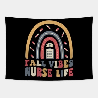 Fall Vibes and That Nurse Life, Groovy Autumn Gifts for Nurses Tapestry