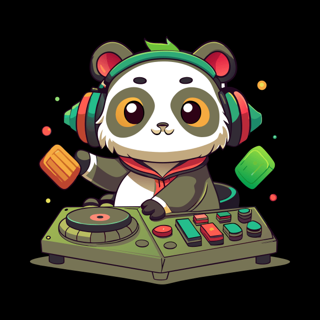 cute panda playing dj music by Shapwac12