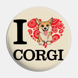 I Love Corgi White T-shirt Pin