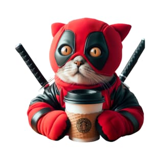 deadpool cat coffee lover T-Shirt