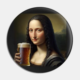 Mona Lisa Drinking Draught Beer Pin