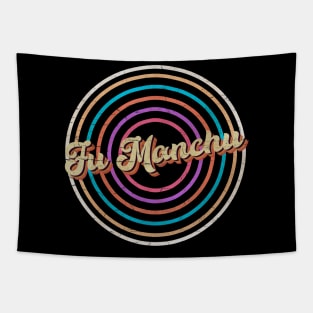 vintage circle line color Fu Manchu Tapestry