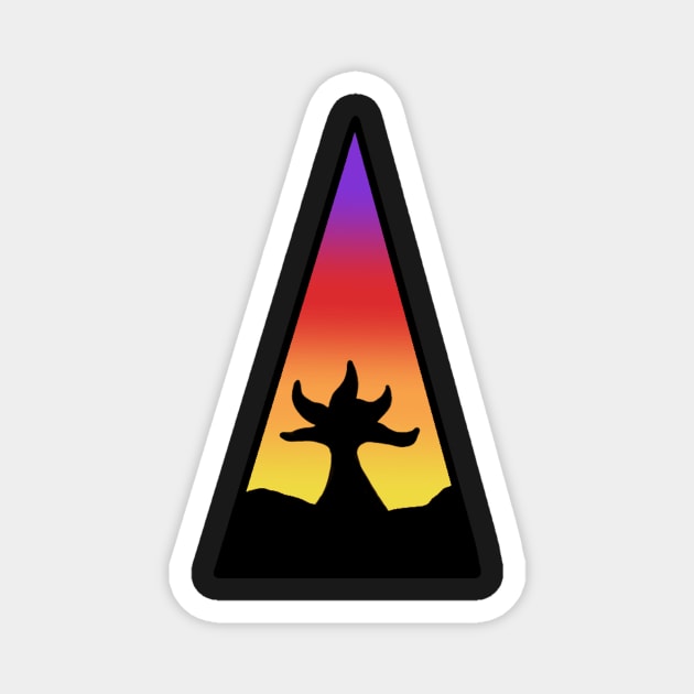 Triangle Tree Sunset Sticker Magnet by CalliesArt