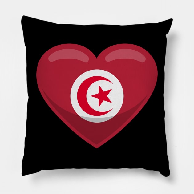 Tunisia Flag Heart Pillow by SunburstGeo