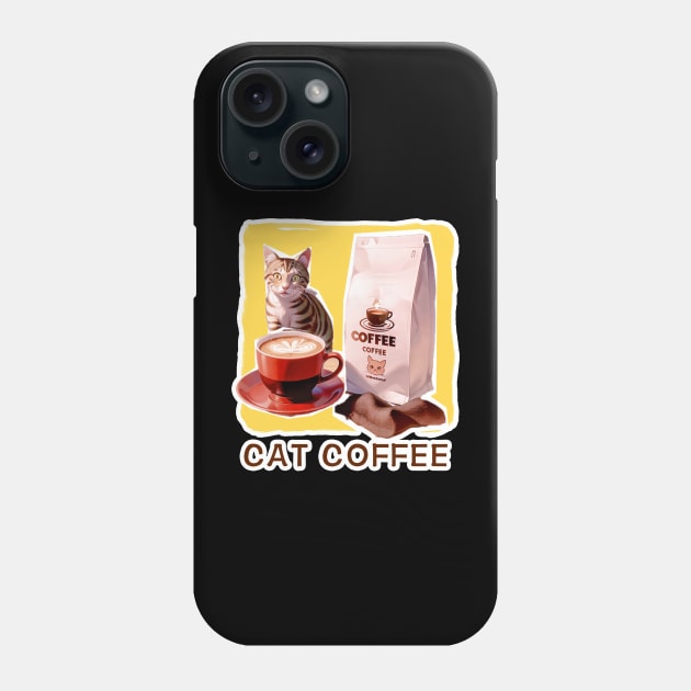 Cat Coffee Lover Phone Case by LycheeDesign