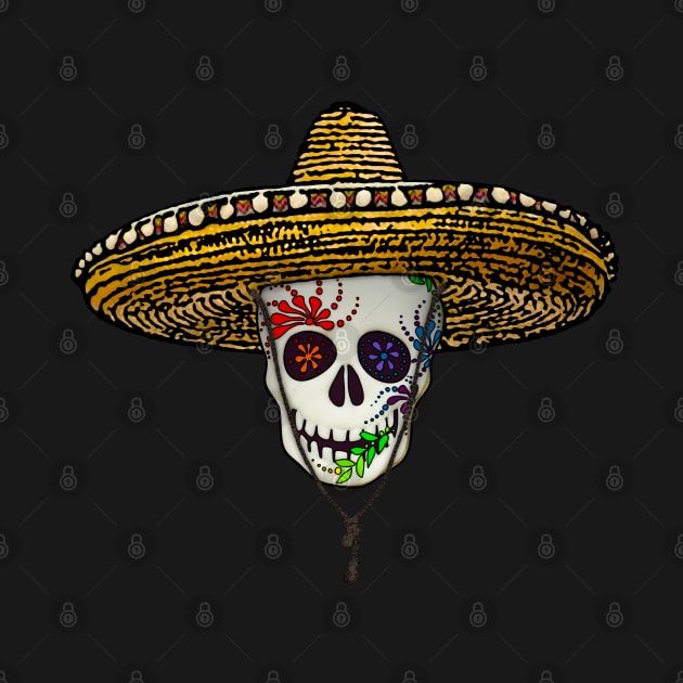 Mexican Hat Day of the Day Halloween Skull by SoLunAgua