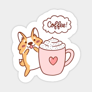 Cute Corgi with Coffee Magnet