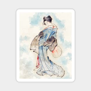 Japan Geisha Lady in Kimono watercolor Magnet