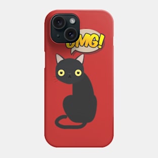 omg! surprised cute black cat Phone Case