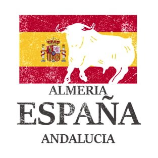 Spanien Almeria Andalucia Urlaub Stier Flagge T-Shirt