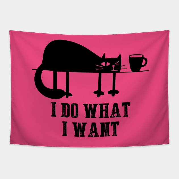 I Do What I Want Funny Black Cat Needs Coffee T-Shirt Tapestry by ckandrus