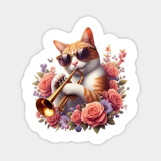 trumpet cat - jazz meow cat Magnet