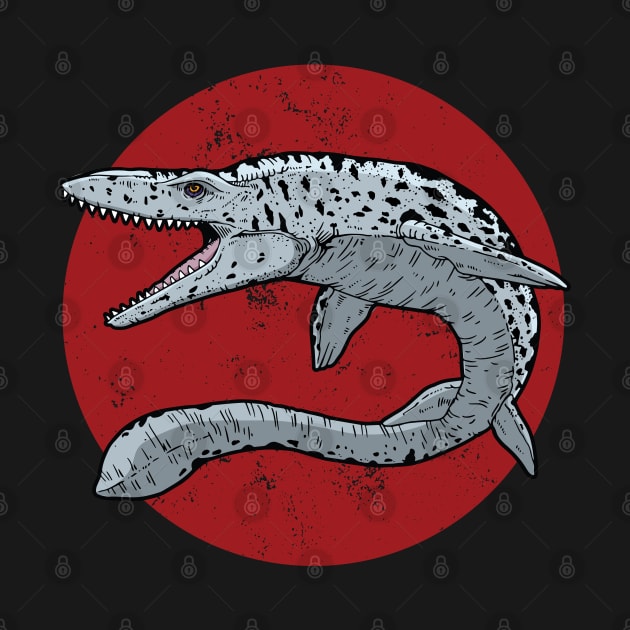 Mosasaurus on Red Circle by danchampagne