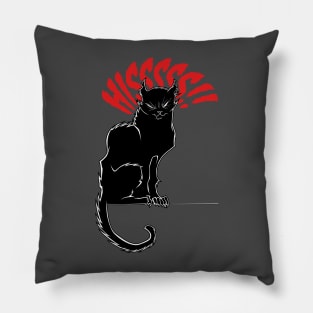 Black Cat Hissing Halloween Angry Cats Illustration Pillow