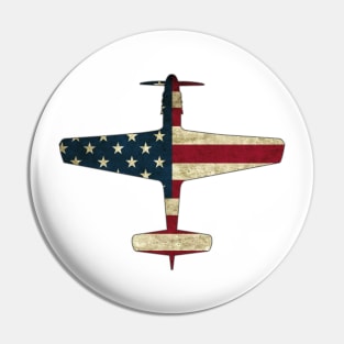 Patriotic Veteran P 51 Mustang Fighter Warbird Plane US Flag Pin