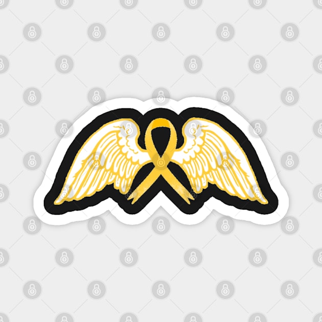 Yellow Awareness Ribbon with Angel Wings Magnet by CaitlynConnor