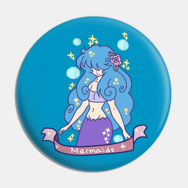 Blue-haired Mermaid Girl Pin by saradaboru