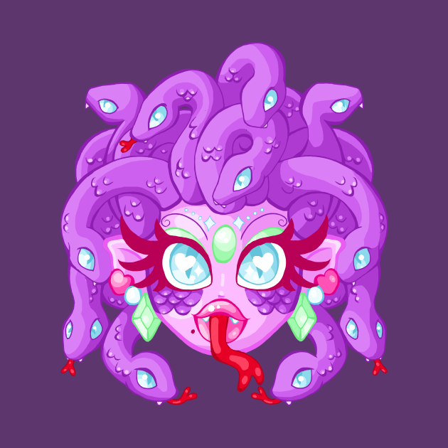 Medusa Kawaii Purple - Medusa - T-Shirt | TeePublic