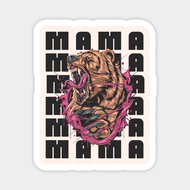 Mama Grizzly Bear Graphic Art Illustration Magnet by AddiBettDesigns