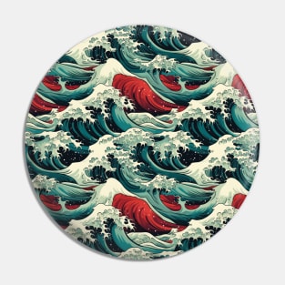 Ephemeral Crests: Hokusai Waves Reimagined Pin