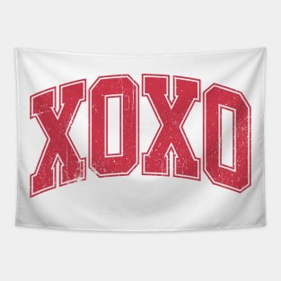 XOXO Varsity Letter Distressed Red Tapestry