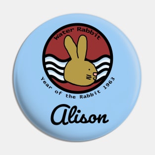 Alison Born Year of the Water Rabbit 1963 Pin