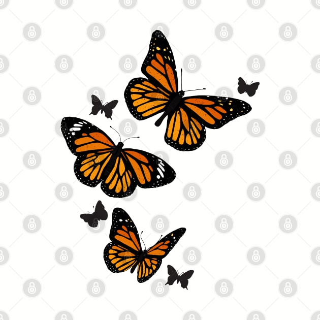 Vintage Orange Monarch Butterflies by HotHibiscus