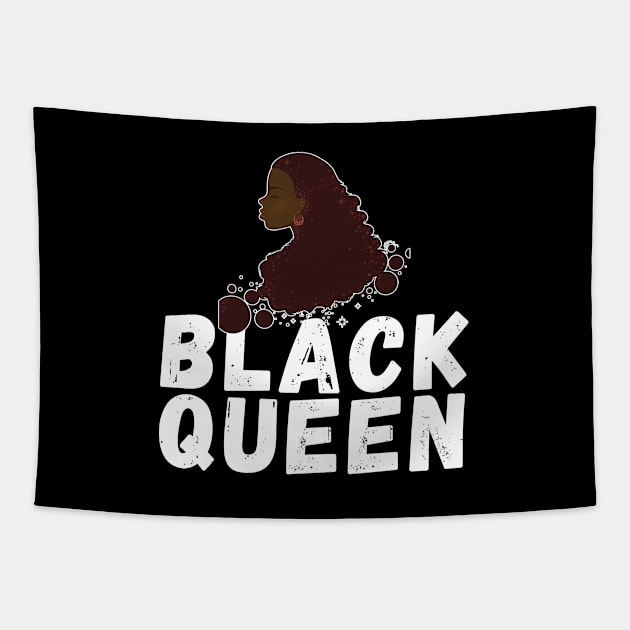 Black Queen Brown Afro Hair African American Woman Tapestry by ExprezzDesigns