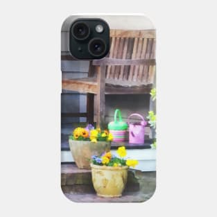 Suburbs - Pansies and Watering Cans on Steps Phone Case