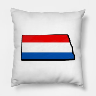 Red, White, and Blue North Dakota Outline Pillow
